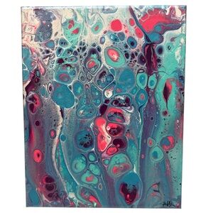 Abstract Acrylic Fluid Art on 8x10 Canvas